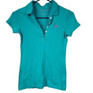 Aeropostale A87 Piqué Polo Shirt School Uniform Teal Short Sleeve Women's Top